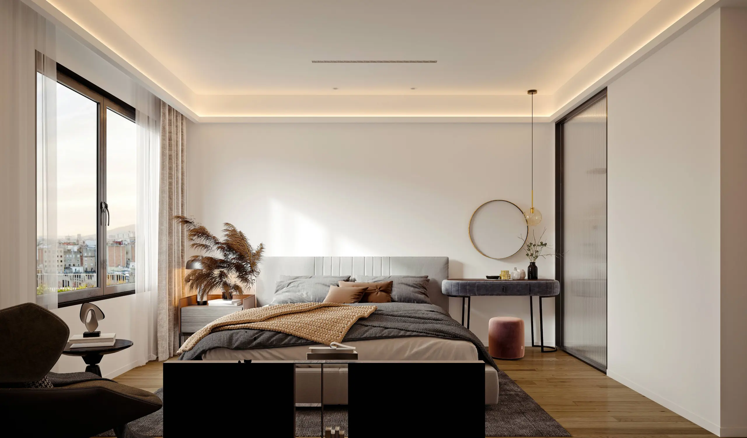 3d render of luxury hotel room